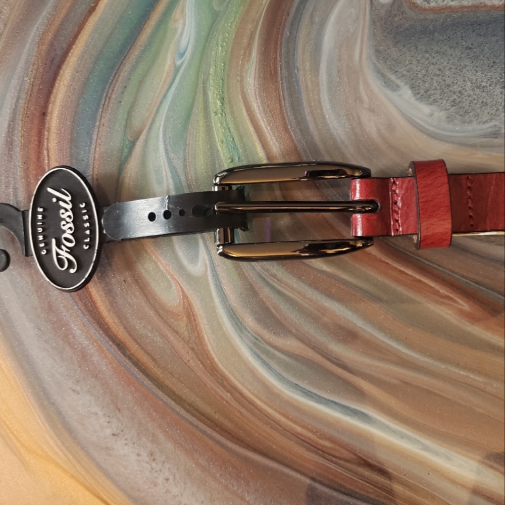 New Fossil Dark Red Genuine Leather Belt